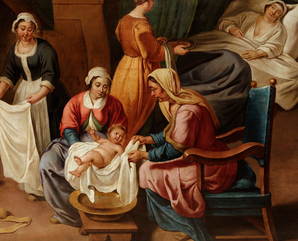 17th century French school."The Birth of the Virgin.Oil on copper.Size: 71 x 89 cm; 86 x 103 cm ( - Bild 5 aus 5