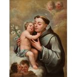 ISIDORO DE TAPIA (Valencia, 1712 - Madrid, 1778)."Saint Anthony of Padua.Oil on canvas. Antique re-