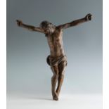 Spanish school of the 16th century."Christ Crucified".Carved wood.Measurements: 50 x 51 cm.Round