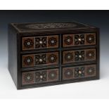 Indo-Portuguese counter/cabinet, Gujarat or Sind, 16th-17th century.Inlaid with ebony, teak,