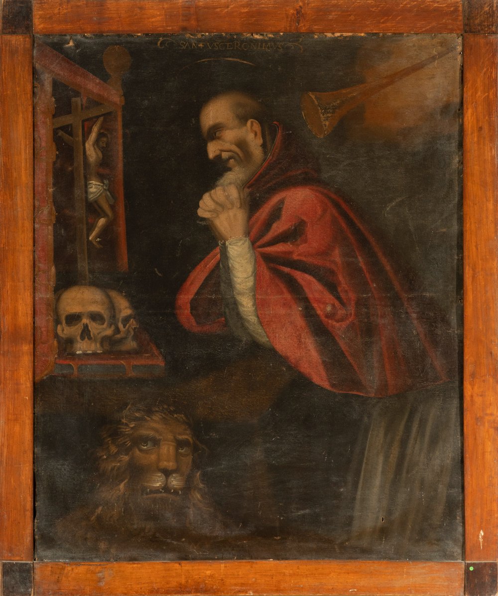 Spanish or Novo-Hispanic school, 17th century."Saint Jerome".Oil on canvas (original).Frame of the - Bild 4 aus 4