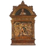 Altarpiece. Renaissance. Italy, first half of the 16th century."Nativity".Carved, polychromed and