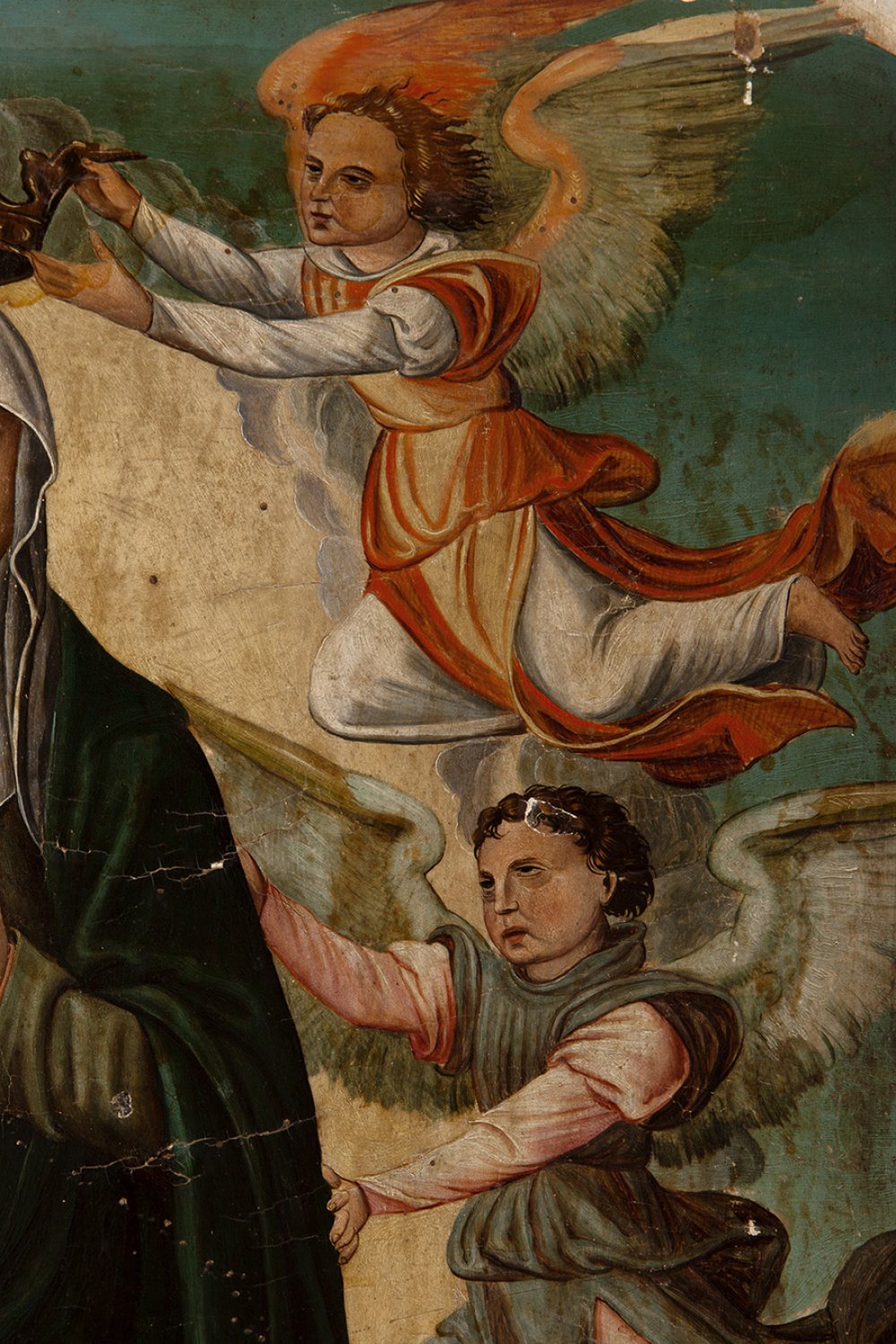 Spanish School XVI."Coronation of the Virgin.Tempera on panel.Measurements: 65 x 56 cm.We are - Image 6 of 6