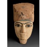 Sarcophagus mask. Ancient Egypt. Late Antiquity, 664-323 BC.Wood, stucco and pigments.Provenance: