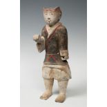 Warrior; China, Han Dynasty, 206 BC. - 220 AD.Polychrome terracotta.Thermoluminescence certificate