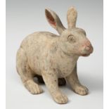 Rabbit; China, Han Dynasty, AD 206-220.Polychrome terracotta.Thermoluminescence certificate
