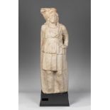 Attis. Rome, 1st-2nd century AD.Marble.Size: 68 x 22 x 17 cm; 78 x 22 x 18 x 18 cm.Round sculpture