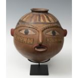 Large anthropomorphic vessel; Huari Culture, Peru, AD 700-1100.Polychrome terracotta.