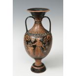 Amphora; Magna Gratia, Apulia, 6th century BC.Ceramic with red figures.It has restorations on