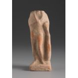 Acephalous figure of a man in himation. Smyrna, 3rd century BC.Terracotta.Provenance: Smyrna, 1895-