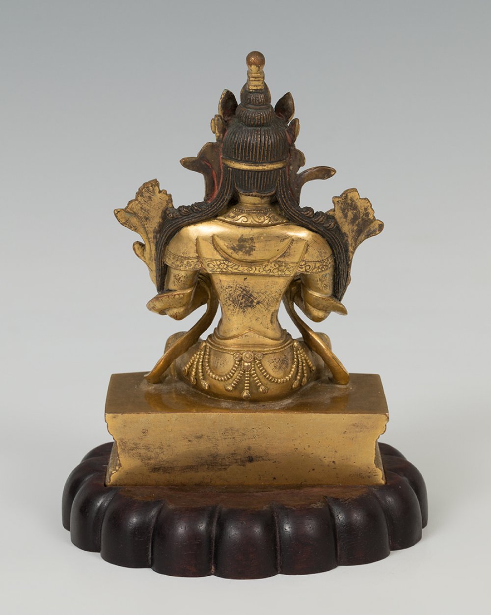 Buddha; Tibet, late 19th century.Gilt bronze.With a mark on the base,It has slight scratches and - Image 6 of 7