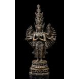 Avalokiteshvara; Tibet, Quing Dynasty, 19th century.Cast and patinated bronze.Measurements: 65 x