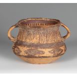 Vase. China, Neolithic period, 4th millennium BC.Polychrome ceramic with geometric motifs.