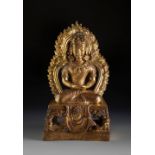 Buddha Amitayus. China, Qianlong period, 1770.Gilt bronze.Sealed on the inside of the base.With