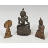 Set of three Buddhas; Southeast Asia, 18th-19th century.Bronze in bronze and gilded bronze.