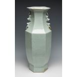 Chinese vase. Qing dynasty, 19th century.Blue-grey celadon porcelain.Some old restoration.