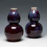 Pair of "sang de boeuf" double gourd vases, Qing dynasty. China, late 19th century.Hand-