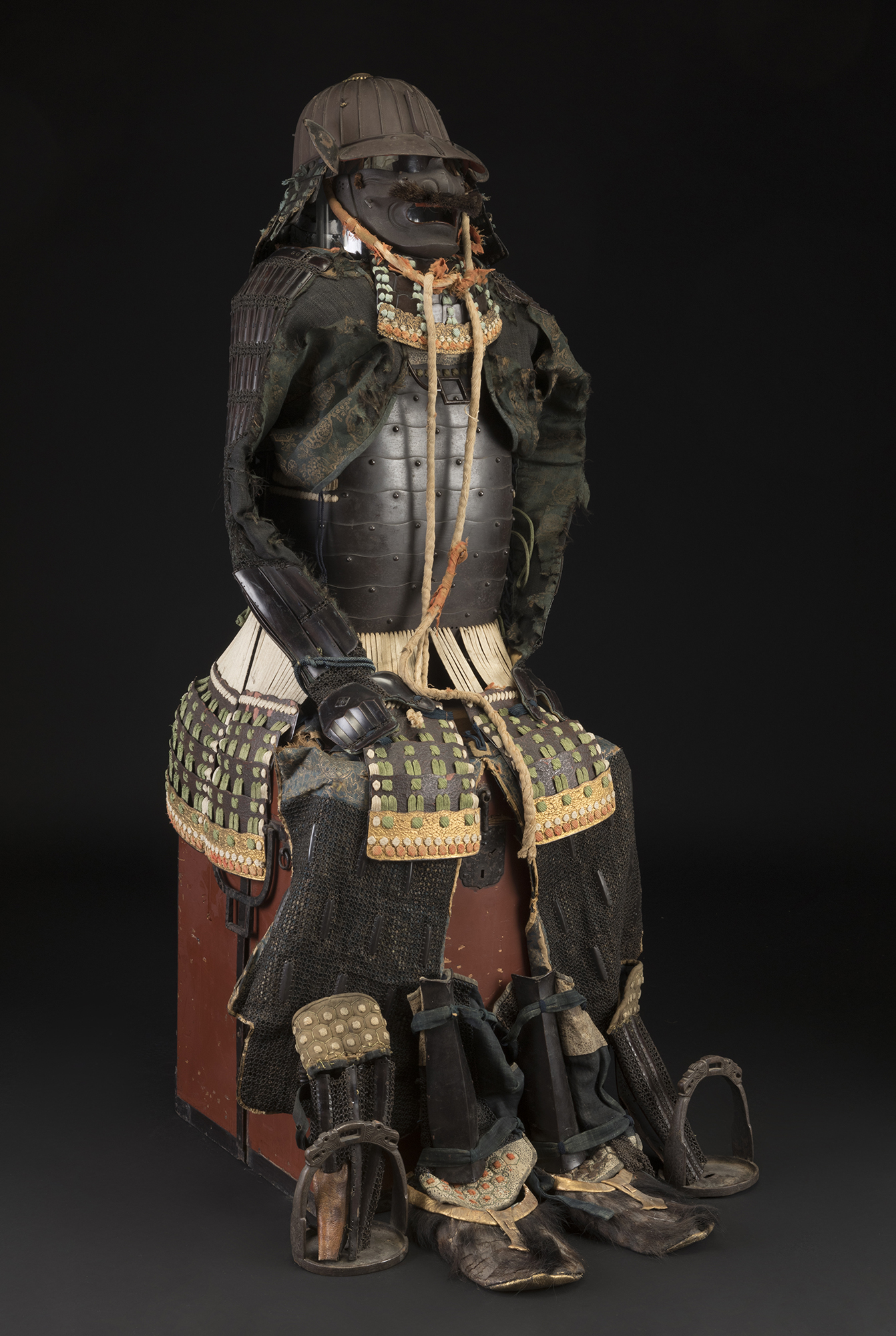 Suit of samurai armour, Edo period, Japan, 18th century.Steel, leather, cloth and lacquered chain - Image 5 of 7