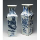 Pair of Chinese vases, Qing dynasty, 19th century.Hand-painted porcelain.One of them with old