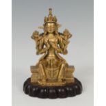 Buddha; Tibet, late 19th century.Gilt bronze.With a mark on the base,It has slight scratches and