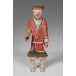 Warrior. China, Han Dynasty, 206 BC-220 AD.Polychrome terracotta.Measurements: 43 x 15.5 x 12 cm.