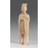 High dignitary. China, Ming Dynasty (1368-1644) 17th century.Terracotta.Size: 44,5 x 12,5 x 9 cm.