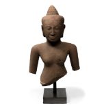 Buddha torso; I Kmher, Lapbur style, 11th century.Sandstone.Measurements: 55 x 35 x 13 cm.This torso