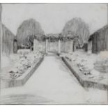 SANTIAGO RUSIÑOL I PRATS (Barcelona, 1861 - Aranjuez, Madrid, 1931)."Garden".Pencil on paper.