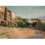 FEDERICO BERMÚDEZ GIL (Malaga, 1865-1957)."Alcazaba de Málaga".Oil on canvas.Signed in the lower