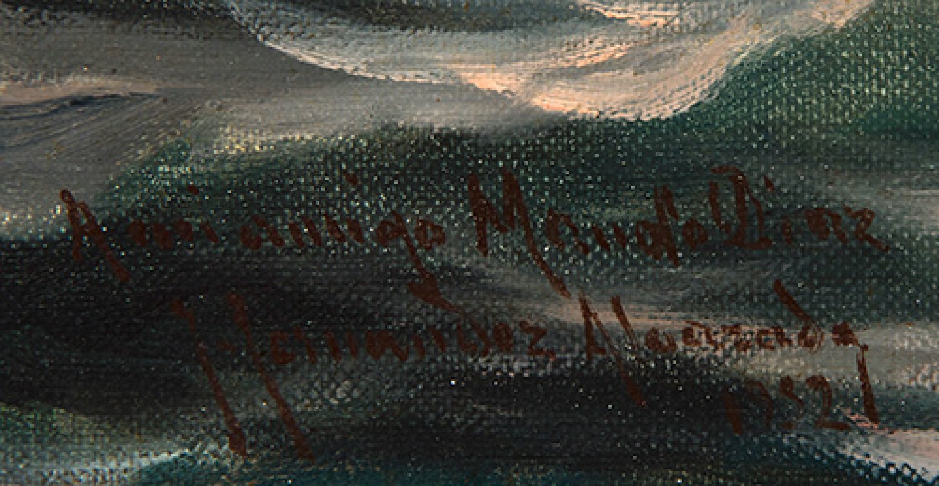 JOSÉ FERNANDEZ ALVARADO (Málaga, 1871 - Huelva, 1935)."Marina".Oil on canvas.Signed and dedicated in - Bild 3 aus 4