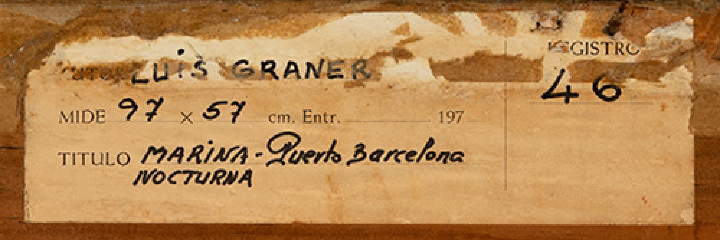 LUIS GRANER ARRUFÍ (Barcelona, 1863 - 1929)."Night-time Marina. Port of Barcelona".Oil on canvas. - Bild 2 aus 6