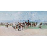 BALDOMERO GALOFRE JIMÉNEZ (Reus, Tarragona, 1846 - Barcelona, 1902)."Landscape with Horses and Gypsy