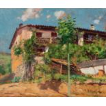 ELISEO MEIFRÈN ROIG (Barcelona, 1857 - 1940)."Casa de Montesquiu.Oil on panel.Provenance: collection