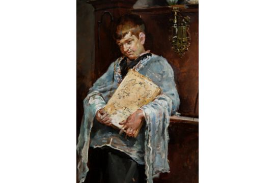 JOSÉ DENIS BELGRANO (Malaga, 1844 - 1917)."Altar boy".Oil on panel.Signed in the lower left corner. - Image 6 of 6