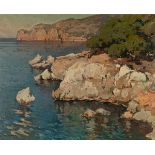 JOSEP PUIGDENGOLAS BARELLA (Barcelona, 1906 - 1987)."Costa de Deiá", Mallorca.Oil on canvas.Signed