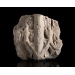 Decorative element. Gothic, 14th century.Stone carving.Measurements: 35 x 37 x 16 cm.Carved stone