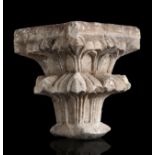 Gothic capital; Spain, 14th century.Carved stone.Wear and tear due to use and the passage of time.