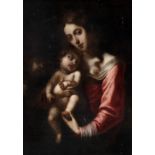 Granada school, second half of the 17th century."Virgin and Child".Oil on canvas.Frame of the
