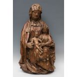Castilian school; late 15th century."Saint Anne, the Virgin and Child".Carved and polychrome wood.