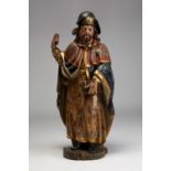 Spanish school, second half of the 17th century."St. James the Apostle".Carved and polychrome wood.