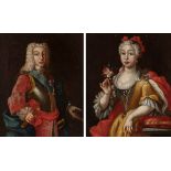 Spanish school; circa 1750."Ferdinand VI and Barbara de Braganza".Oil on canvas.It presents