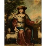 Andalusian school; 18th century."Divine shepherdess".Oil on canvas. Re-drawn.It has some leaps in