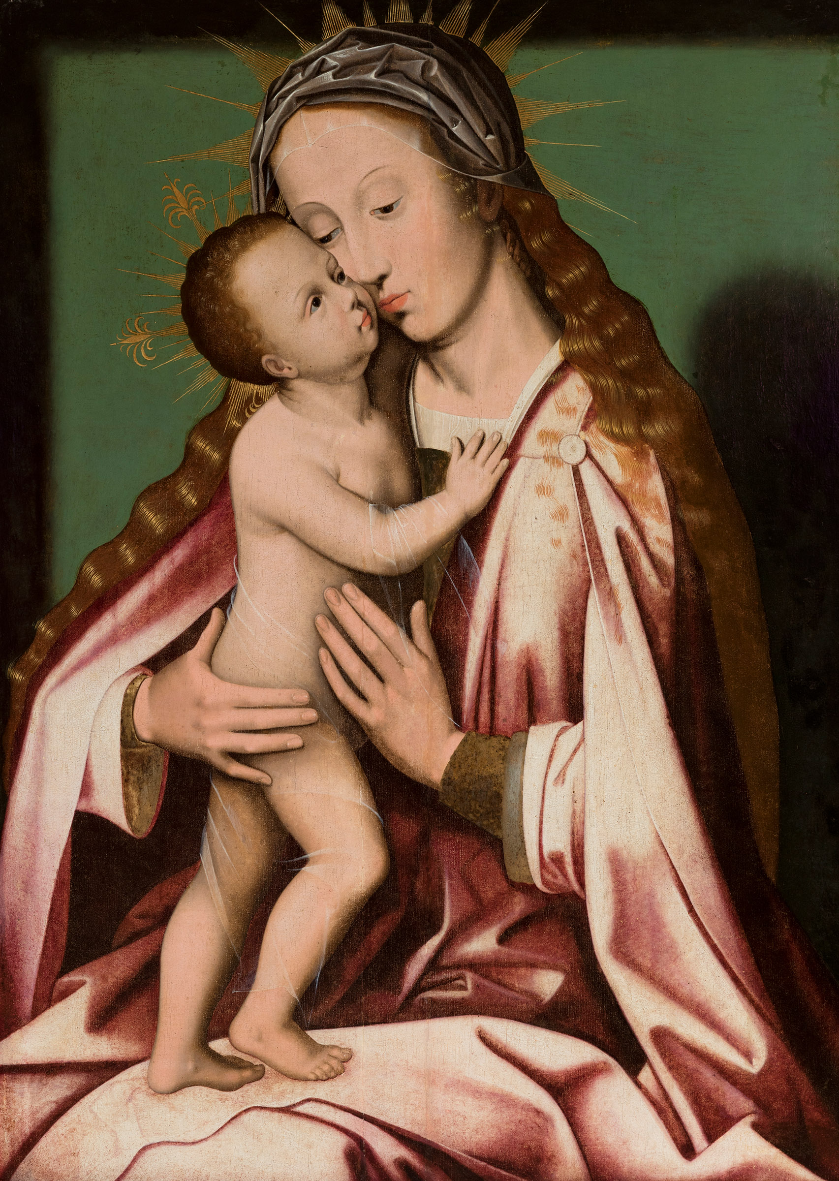 Flemish master; early 16th century."Virgin and Child.Oil on panel.Size: 84 x 63 cm; 103 x 80,5 cm (