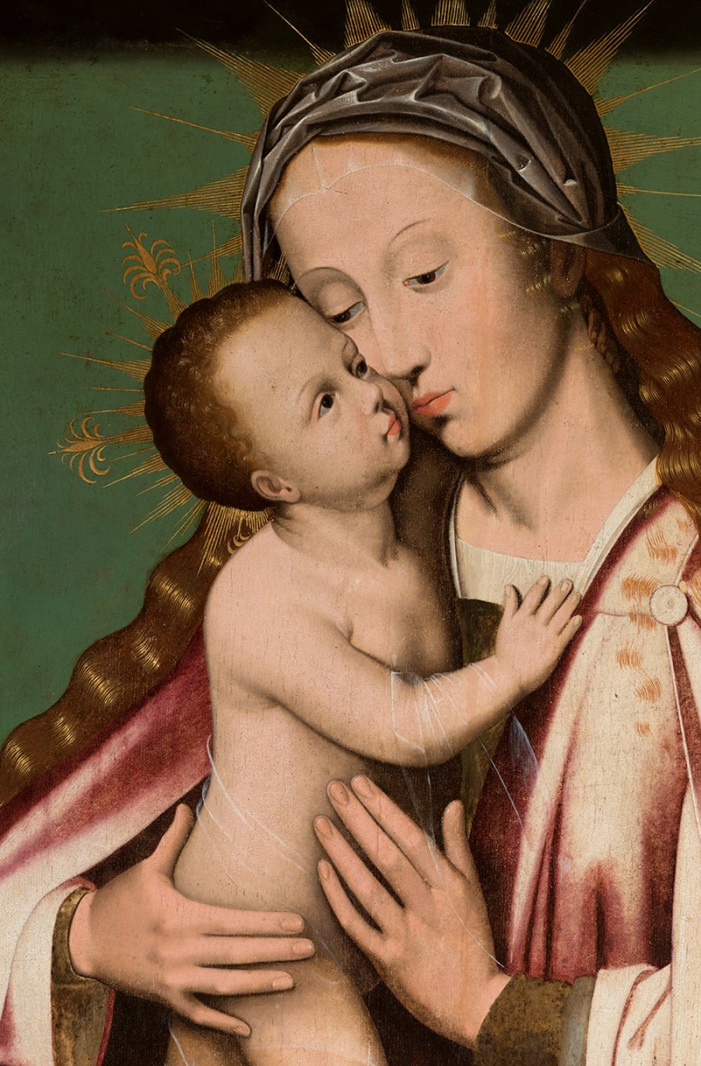 Flemish master; early 16th century."Virgin and Child.Oil on panel.Size: 84 x 63 cm; 103 x 80,5 cm ( - Bild 4 aus 7