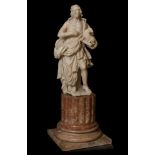 Spanish or Italian school, 17th century."Saint John the Baptist".Carved alabaster.It has marble base