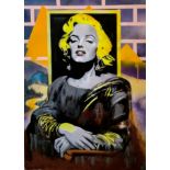 DANIEL CALATAYUD (Valencia,1973)."Mona Marilyn".Mixed media (oil and spray) on canvas.Size: 92 x