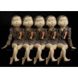 DONG MINGGUANG (Liaoning, China, 1970)."Five girls", 2003.Polychrome resin.Issue 2/2 A.P.Signed.