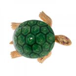 BOUCHERON PARIS brooch in 18kt yellow gold, enamel and ruby eyes. Turtle model with green