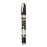 MONTEGRAPPA FOUNTAIN PEN "COSMOS ENIGMA".Barrel in marbled green, black and silver.Limited