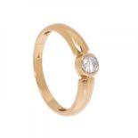 Solitaire ring in 18kt yellow gold. With central brilliant-cut diamond, weighing ca. 0.20 cts.,